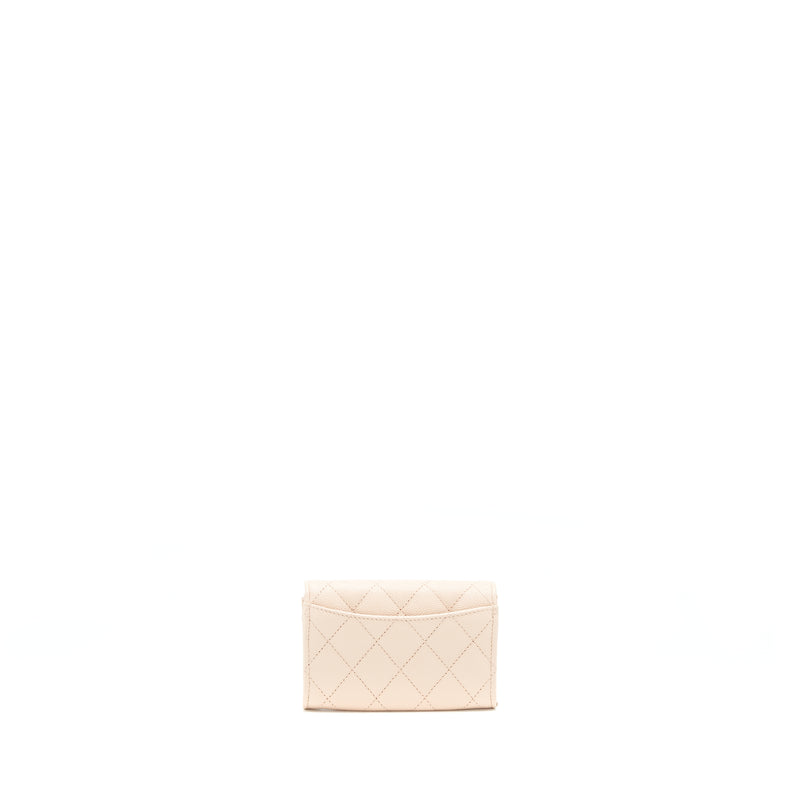 Chanel 22C Flap Cardholder Caviar Light Beige LGHW