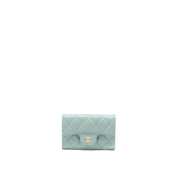 Chanel 23C Classic Flap Card Holder Caviar Light Grey LGHW