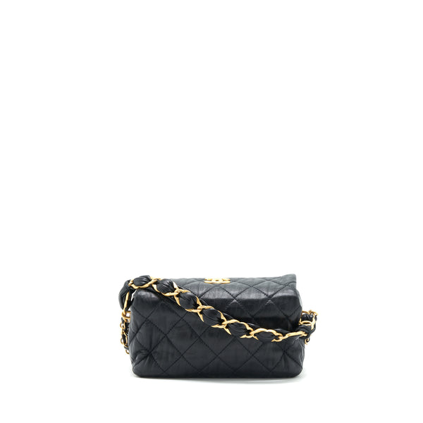 Chanel Small CC Wrapped Strap Bag Lambskin Black In Crumpled GHW