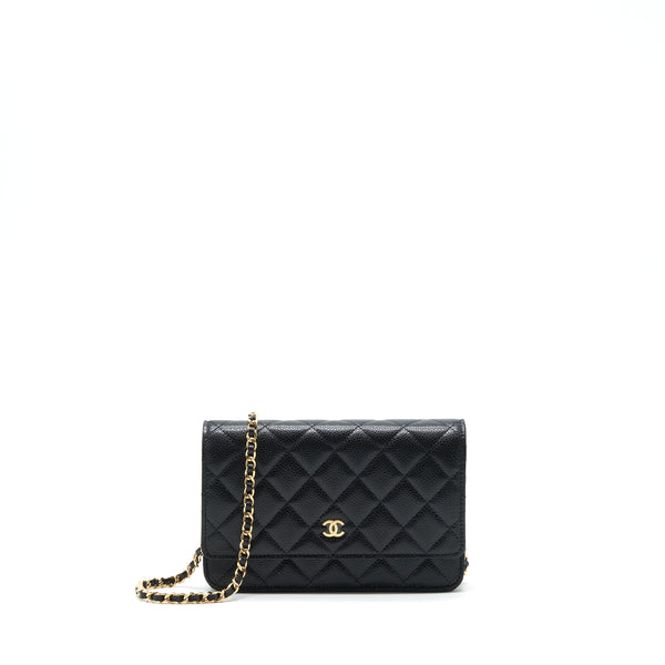 Chanel 22P Classic Wallet On Chain Caviar Black LGHW (Microchip)