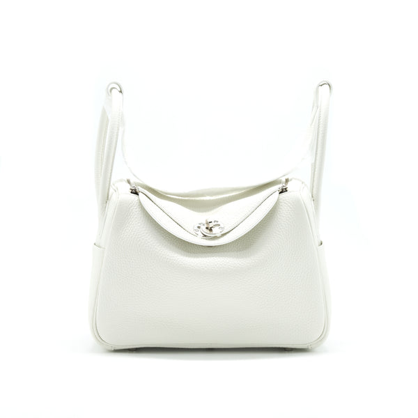 HERMES LINDY 26 Clemence Leather Blanc with SHW