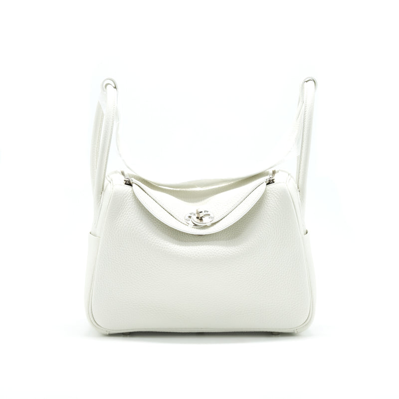 HERMES LINDY 26 Clemence Leather Blanc with SHW