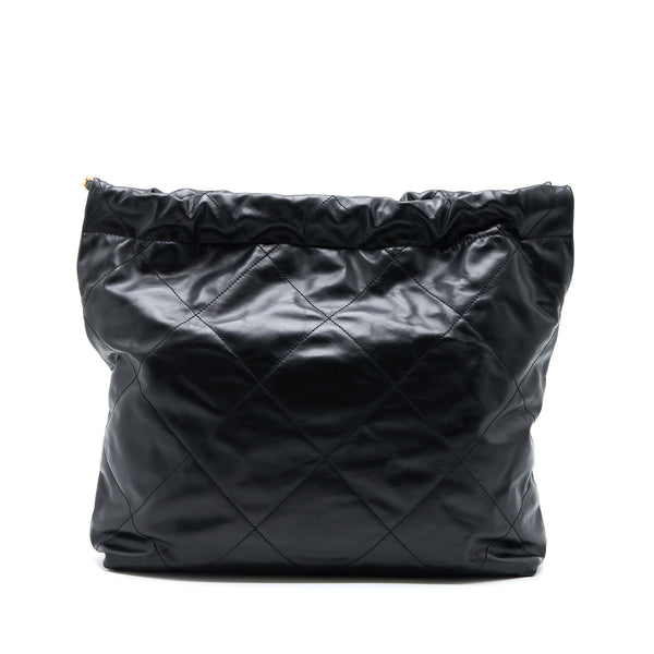 Chanel Medium 22 Bag White Letter Shiny Calfskin Black GHW (Microchip)