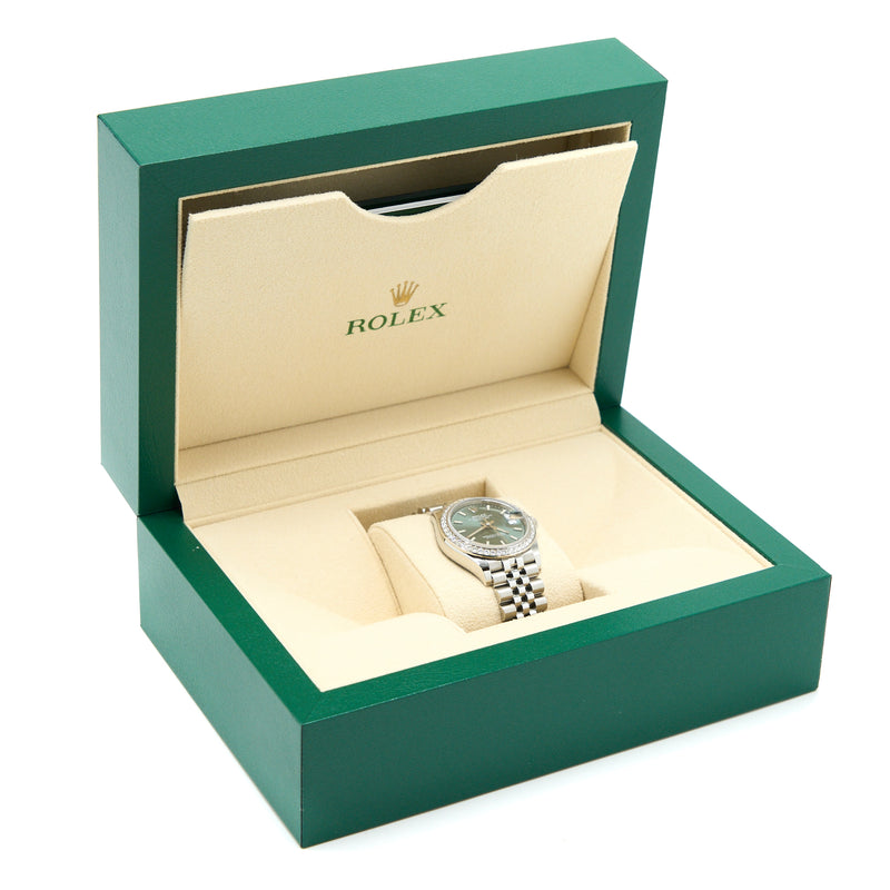 Rolex 31mm Datejust Oyster Perpetual Oystersteel White Gold Mint Green Dial With Jubilee Bracelet M278384RBR-0022