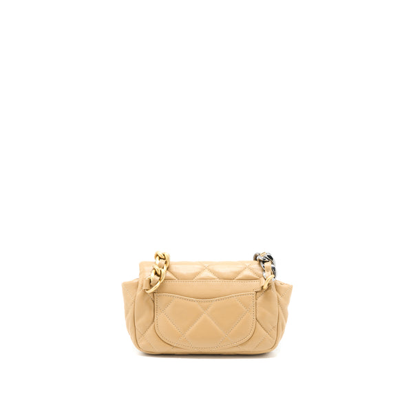 Chanel 19 Belt Bag Lambskin Dark Beige Multicolour Hardware