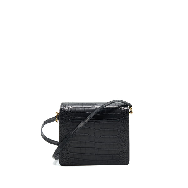 Hermes Mini Roulis Alligator Mississippiesis Mat 89 Black GHW Stamp D