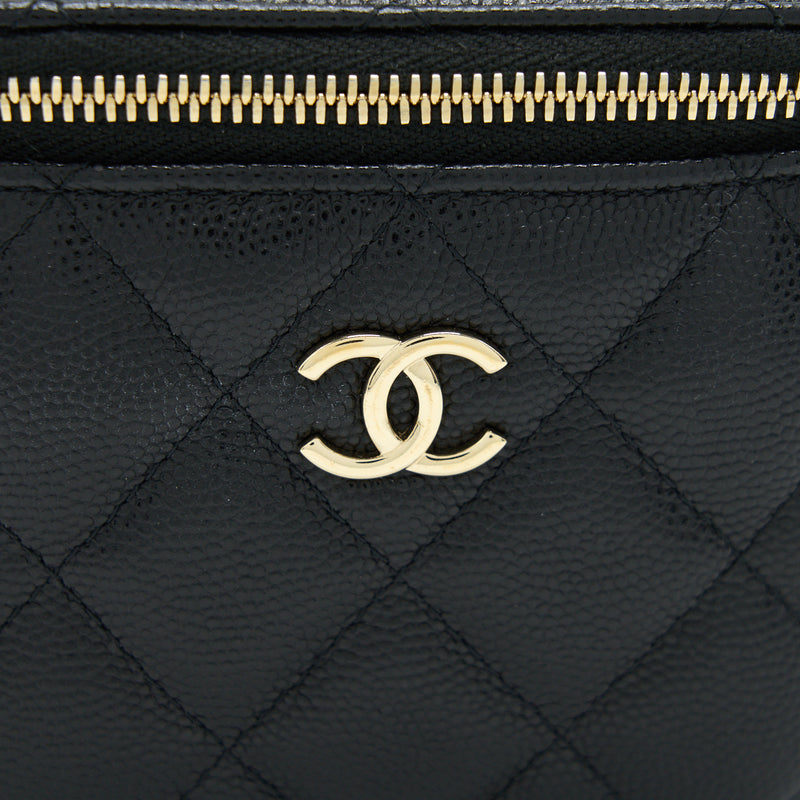 Chanel small Vanity Clutch with Chain with CC Pearl Caviar Black LGHW