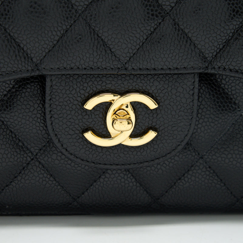 CHANEL JUMBO CLASSIC DOUBLE FLAP IN CAVIAR BLACK GHW