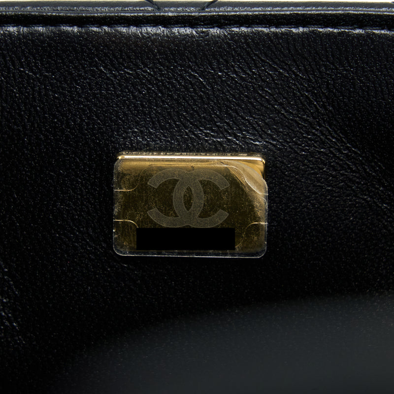 Chanel Mini Square Flap Bag Lambskin Black LGHW (Microchip)