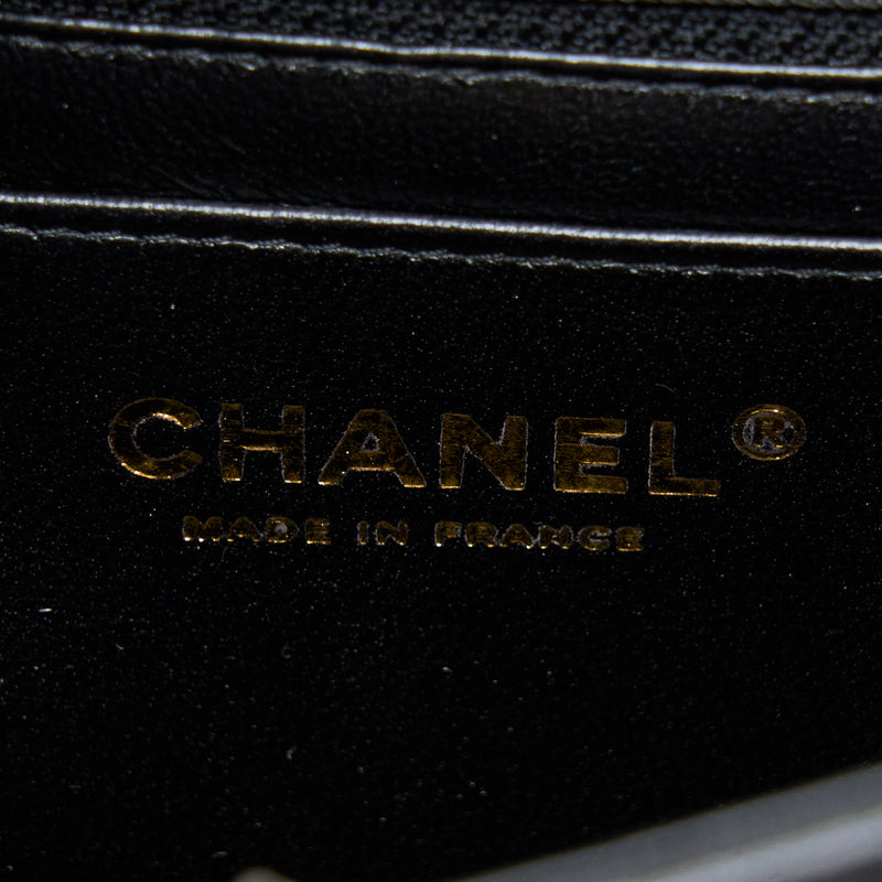Chanel Mini Square Flap Bag Lambskin Black LGHW (Microchip)