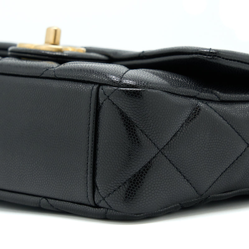 Chanel 22A Small Flap Bag Caviar Black Brushed Gold Hardware(Microchip)