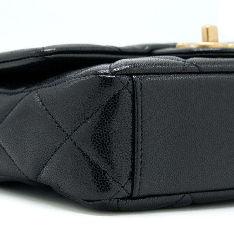 Chanel 22A Small Flap Bag Caviar Black Brushed Gold Hardware(Microchip)