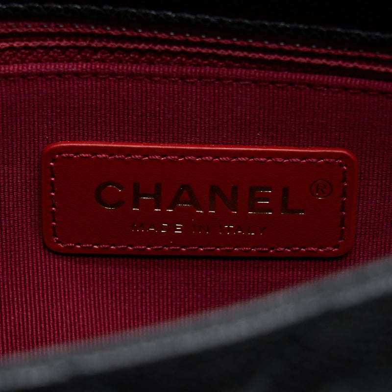 Chanel 22A Small Flap Bag Caviar Black Brushed Gold Hardware(Microchip)