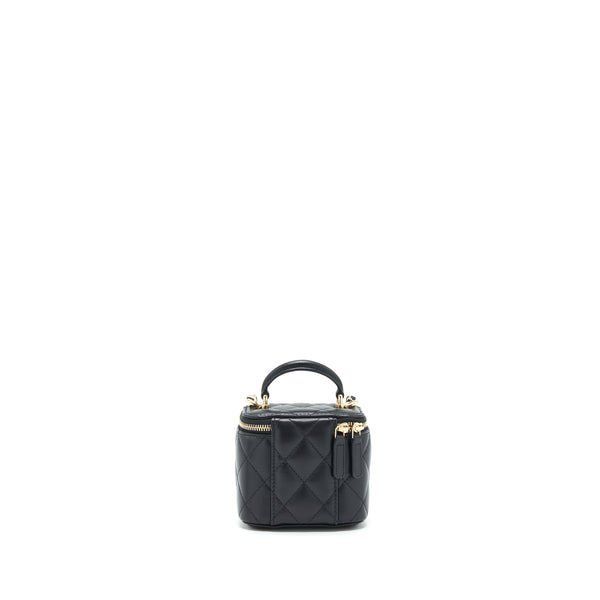 Chanel Top Handle Mini Vanity With Chain Lambskin Black LGHW