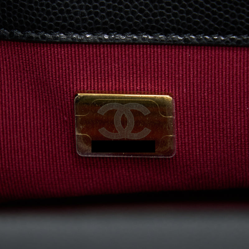 Chanel 22A Small Flap Bag Caviar Black Brushed Gold Hardware(Microchip)