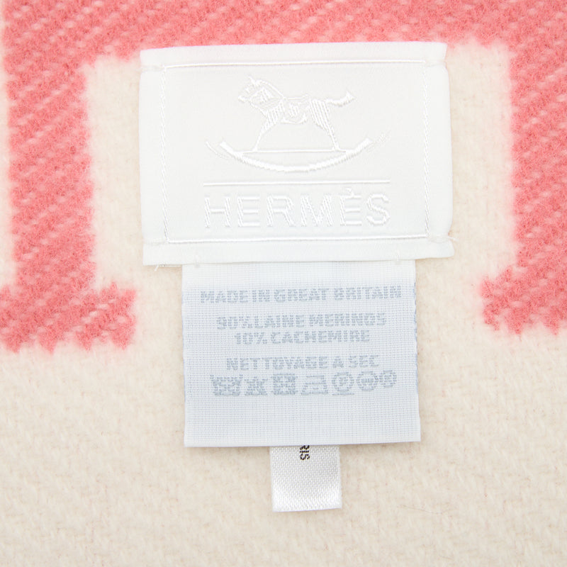 Hermes Avalon Baby Blanket Rose Airelle/Blanc