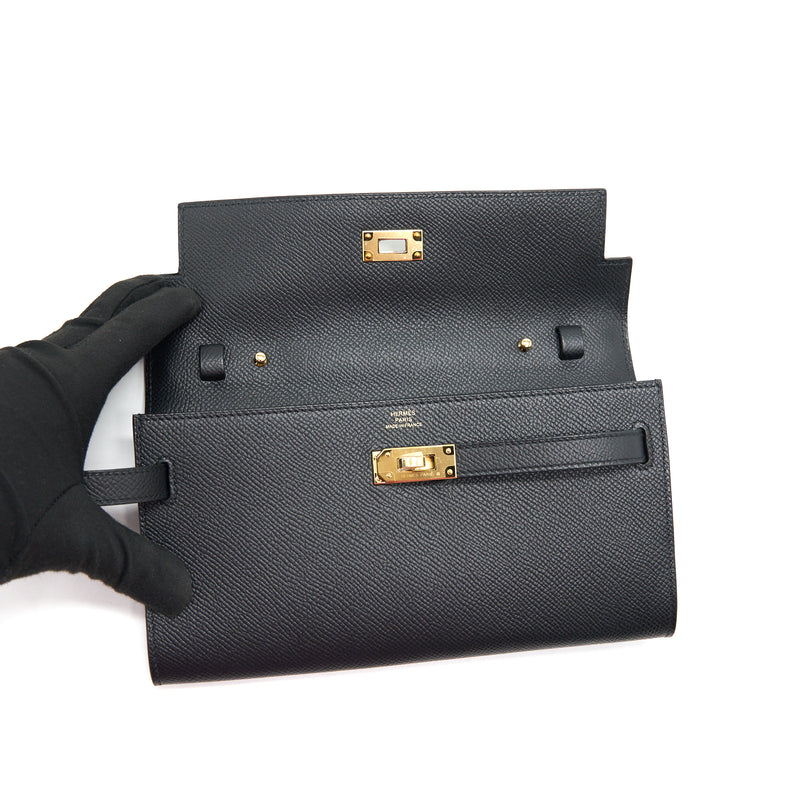 Hermes Kelly to go Black GHW Stamp Z