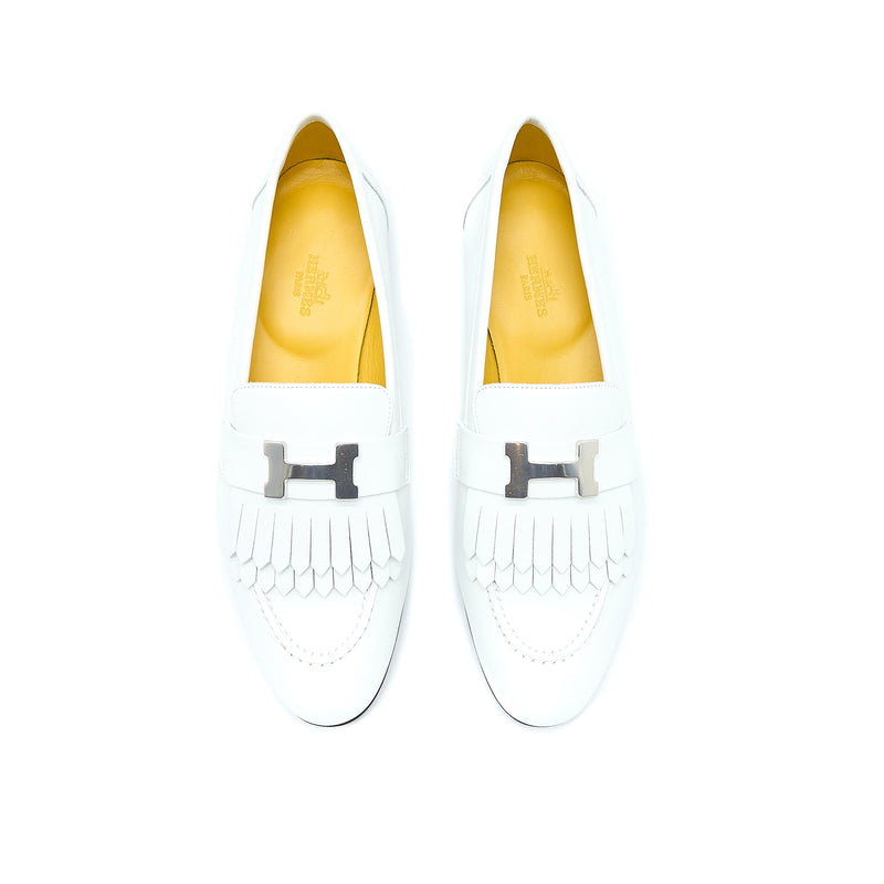 Hermes Size 38 Royal Loafer Blanc SHW