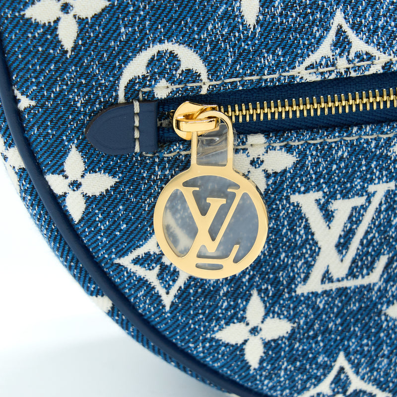 Louis Vuitton Half-Moon Loop Baguette Handbag Denim Blue GHW (New Vers
