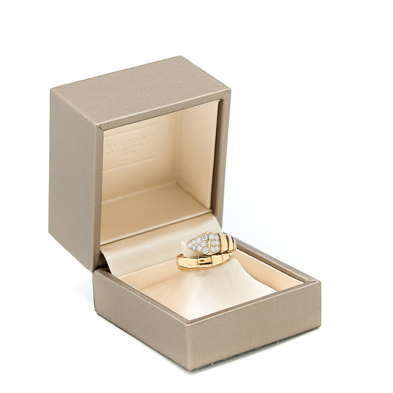 Bvlgari Size L Serpenti Viper Ring Rose Gold Diamonds
