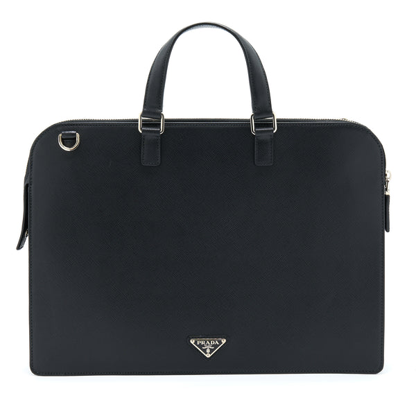 Prada Saffiano Briefcase Black SHW