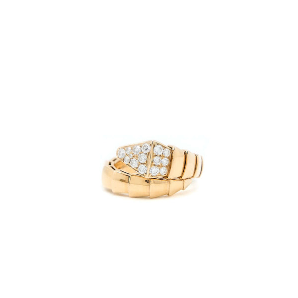 Bvlgari Size L Serpenti Viper Ring Rose Gold Diamonds