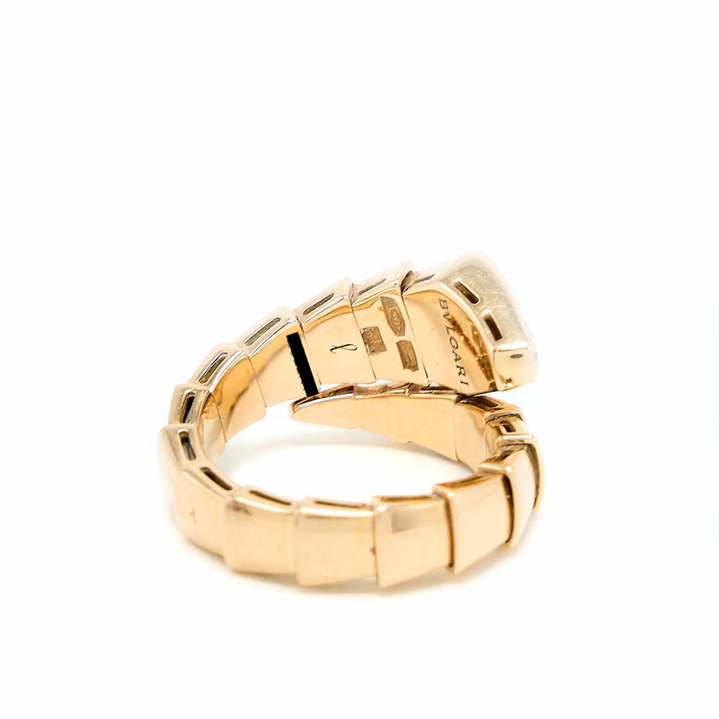 Bvlgari Size L Serpenti Viper Ring Rose Gold Diamonds