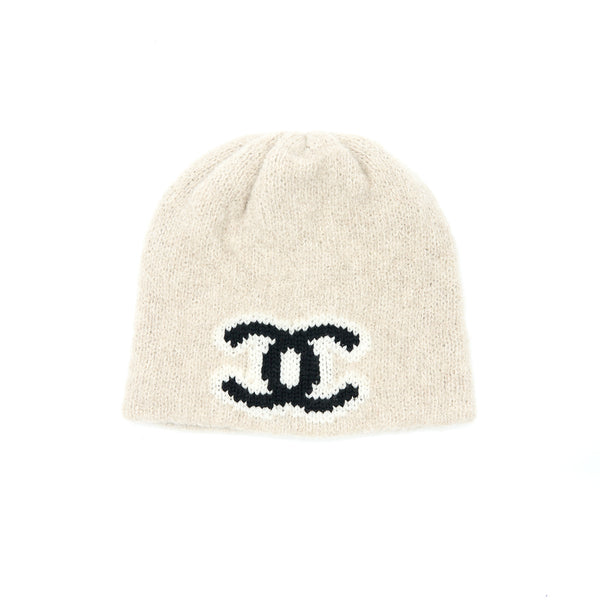 Chanel 22B Cashmere Hat Beige/Black/White