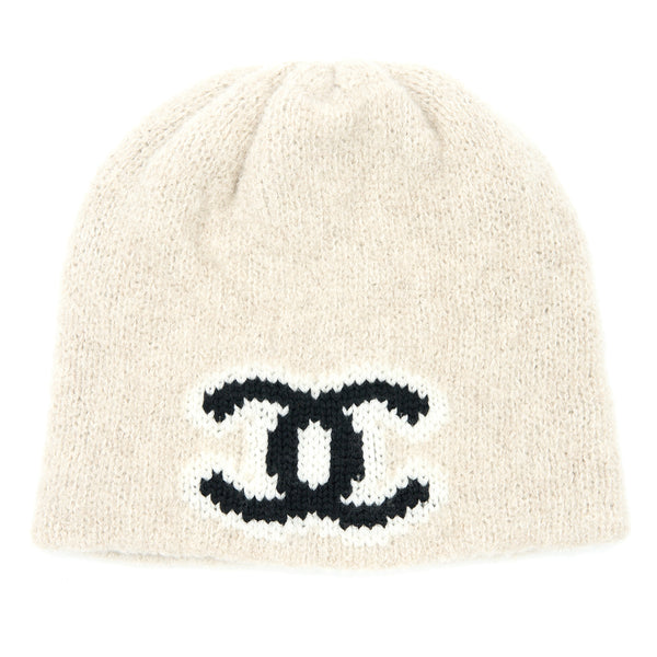 Chanel 22B Cashmere Hat Beige/Black/White