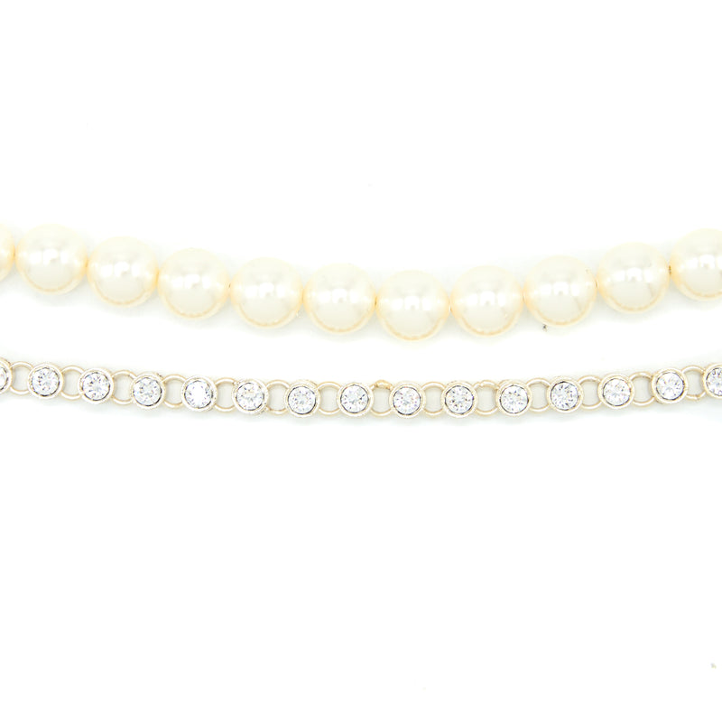 Chanel CC Logo Bracelet Pearl/Crystal Light Gold Tone