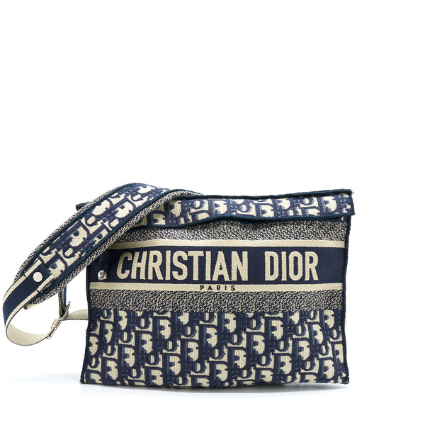 Dior Crossbody Messenger Bag Blue Oblique Canvas
