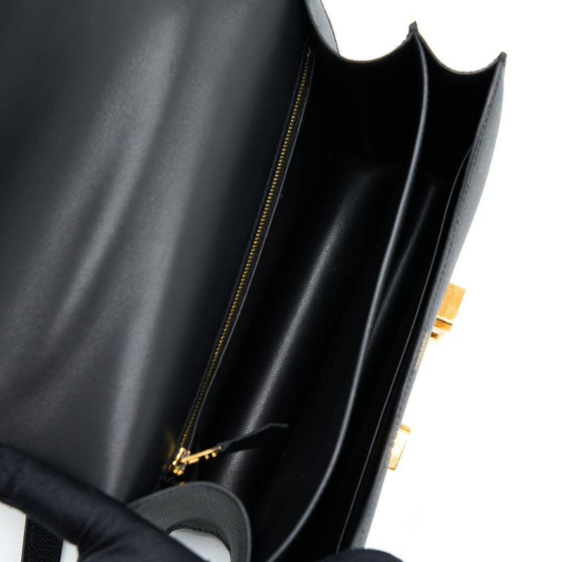 Hermes Constance 24 Epsom Black RGHW Stamp A