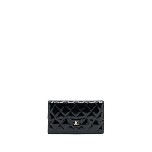 Chanel Classic Flap Long Wallet Patent Black SHW