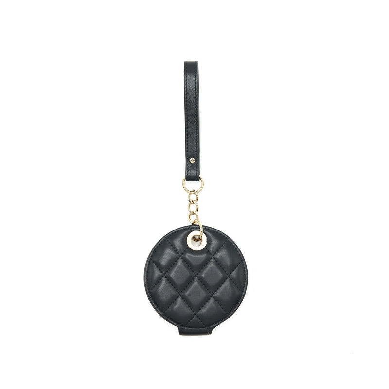 CHANEL QUILTED LUGGAGE TAG LAMBSKIN BLACK LGHW
