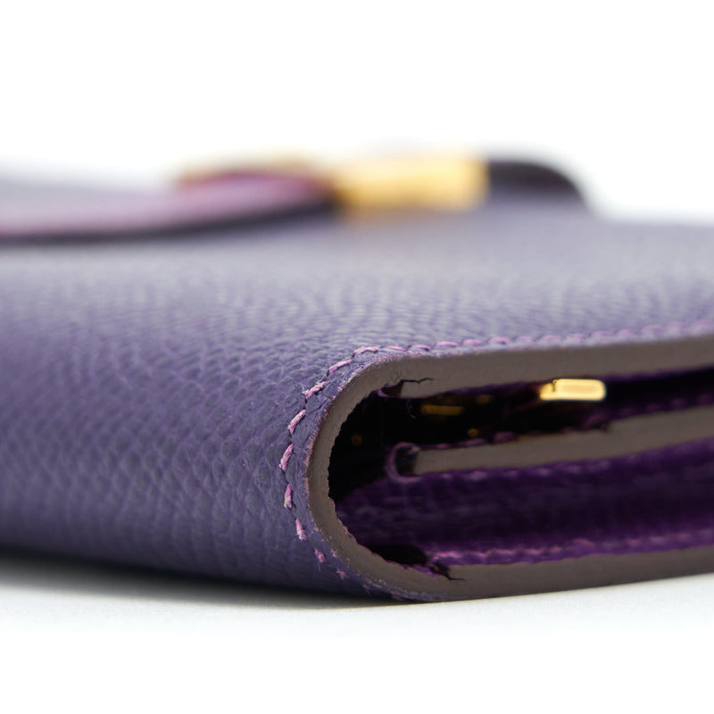 Hermes Bearn Wallet Special Order Epsom Multicolour Purple GHW Stamp Square R