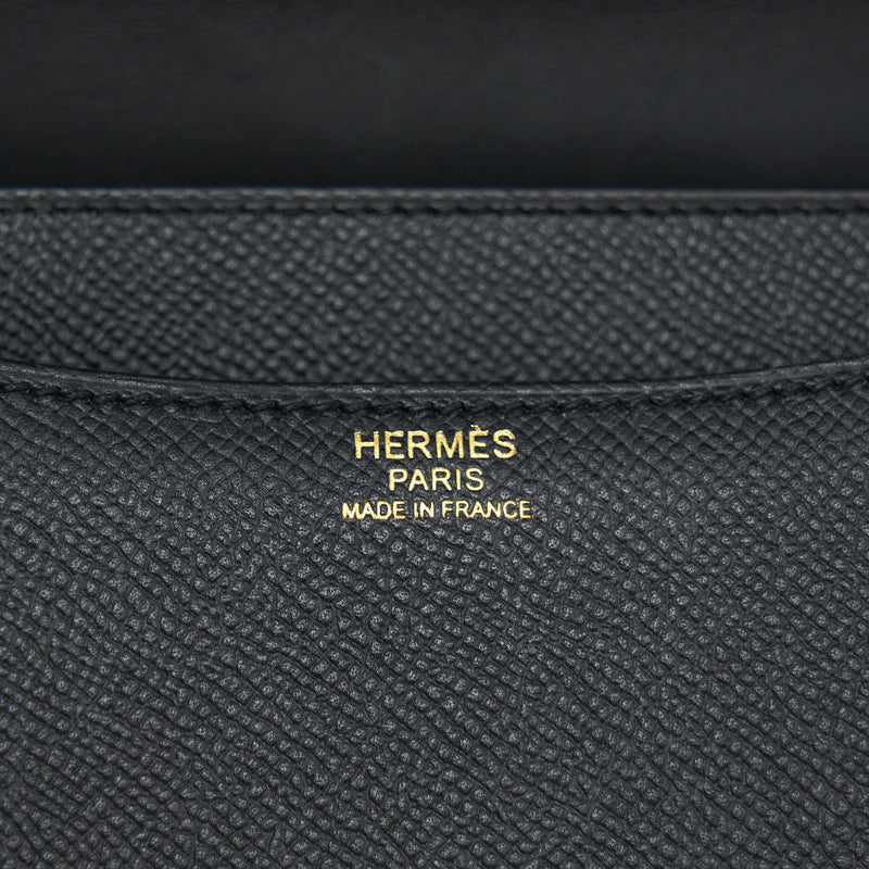 Hermes Constance 24 Epsom Black RGHW Stamp A