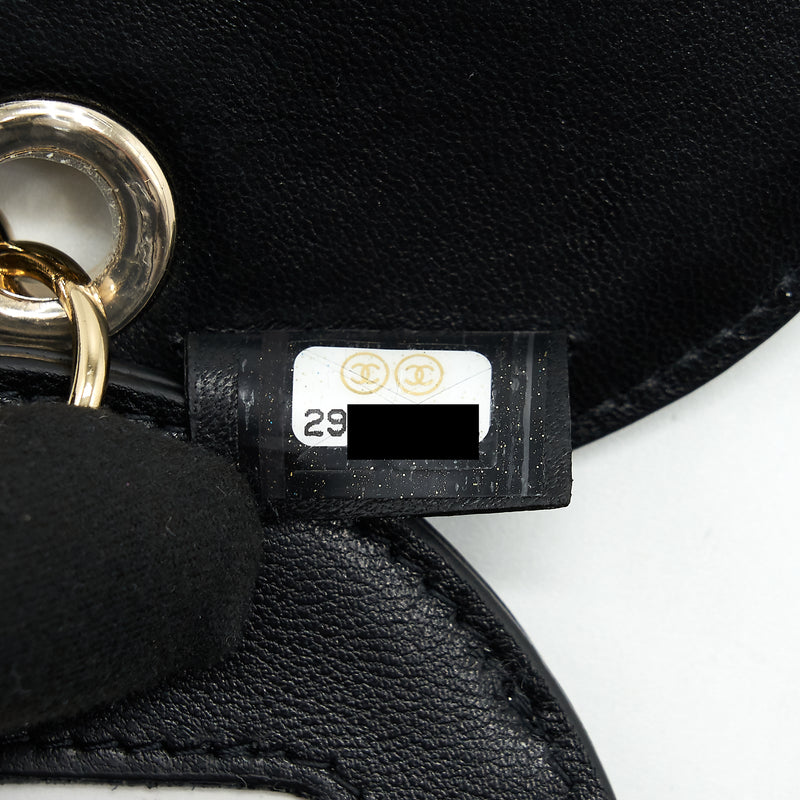 CHANEL QUILTED LUGGAGE TAG LAMBSKIN BLACK LGHW