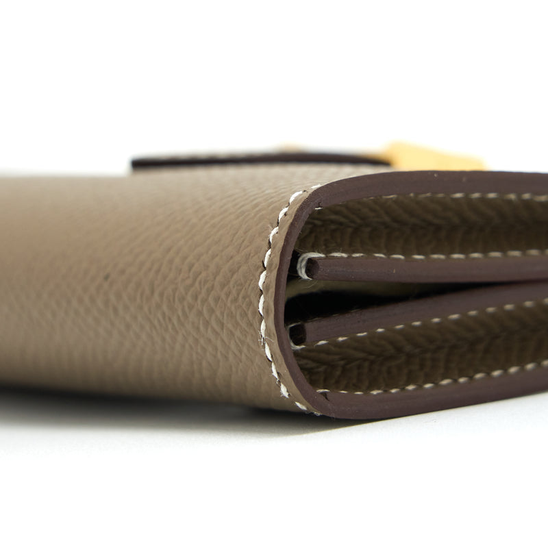 Hermes Bearn Card Holder Etoupe Epsom GHW Stamp Z