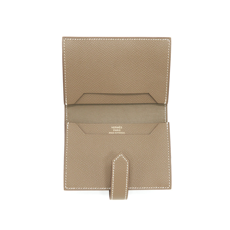 Hermes Bearn Card Holder Etoupe Epsom GHW Stamp Z