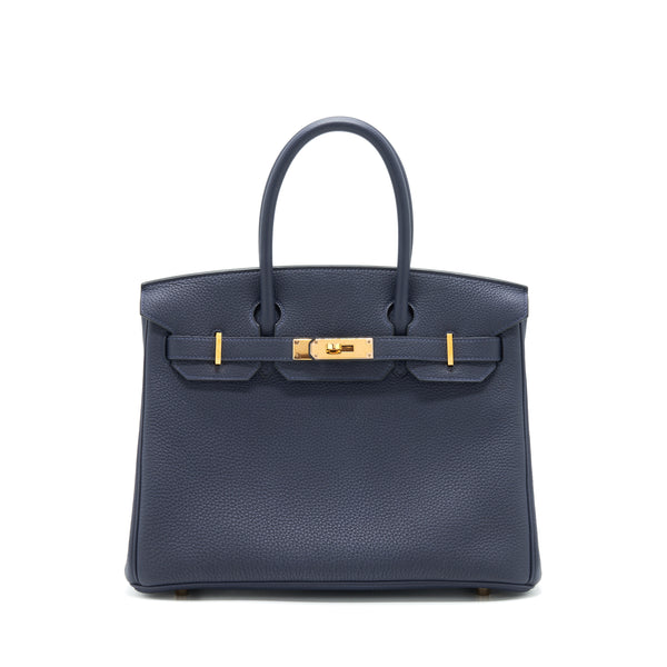 Hermes Birkin 30 Togo 2Z Blue Nuit RGHW Stamp C