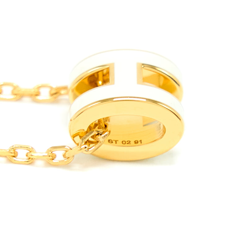 Hermes Mini Pop H Pendant Blanc GHW