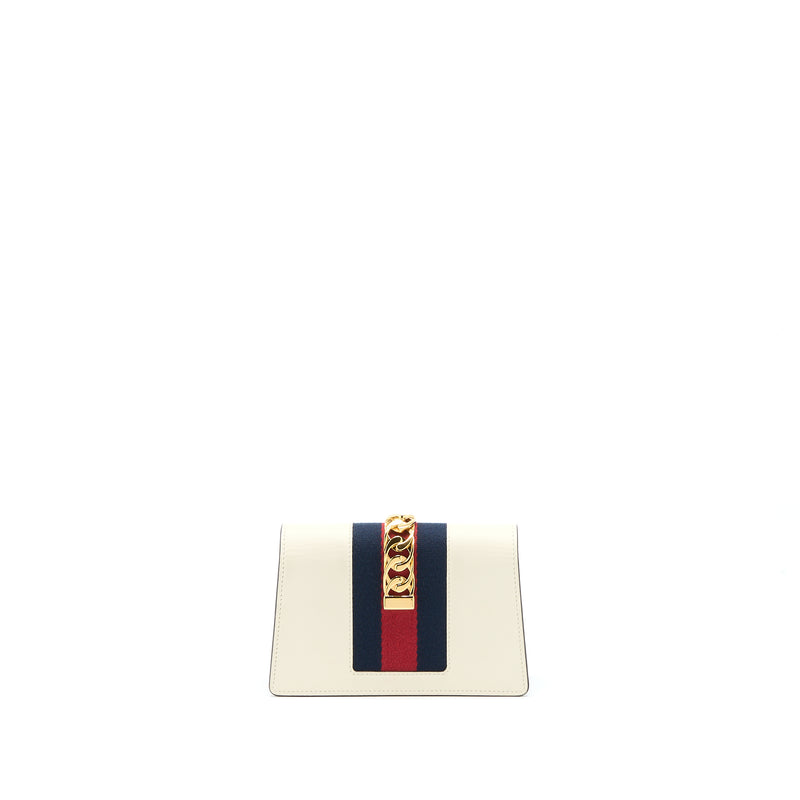 Gucci Sylvie Mini Chain Bag Calfskin White GHW