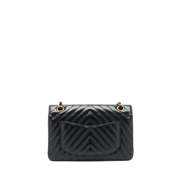 Chanel Small Classic Double Flap Bag Chevron Lambskin Black GHW