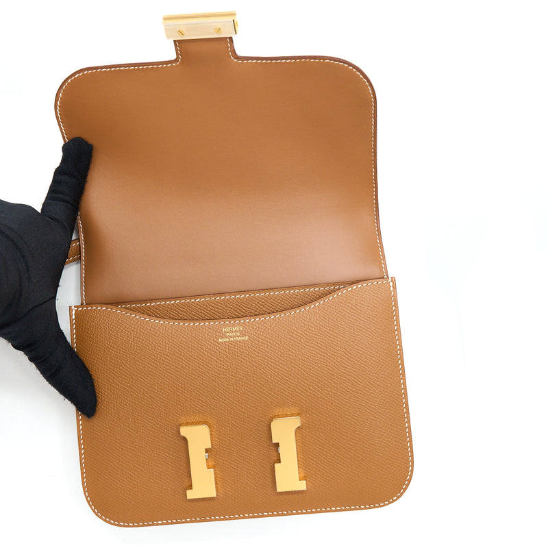 Hermes Mini Constance Epsom Gold GHW Stamp U