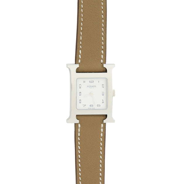 Hermes Heure H watch, 21×21mm, long interchangeable strap etoupe Swift calfskin