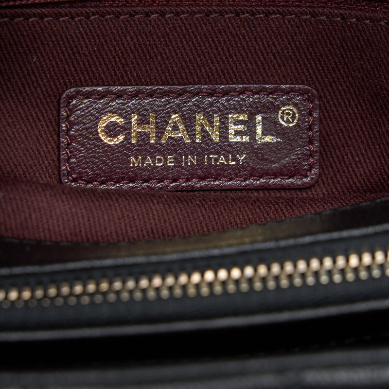 Chanel Large Flap Bag Calfskin Black Ruthenium Gold Hardware
