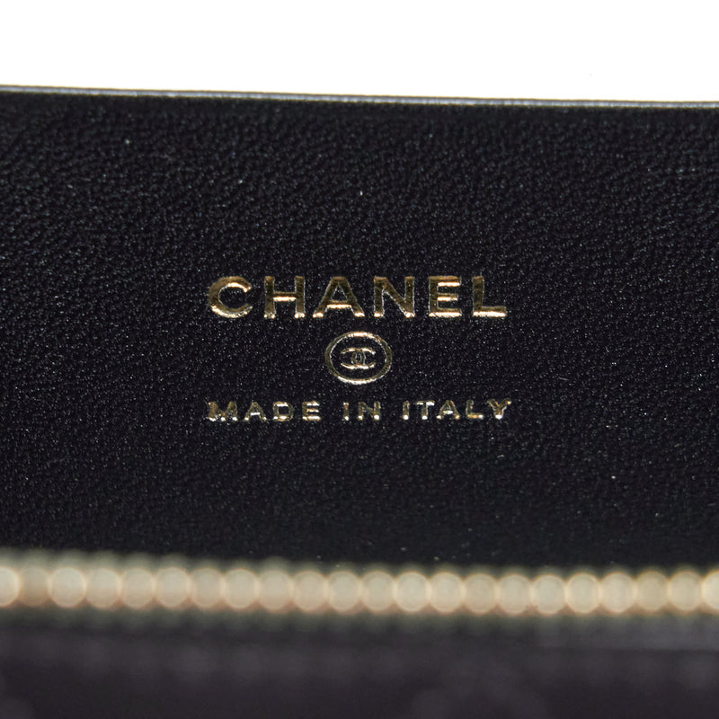 Chanel 22A Mini Top Handle Long Vanity With Chain Lambskin Black LGHW (Microchip)