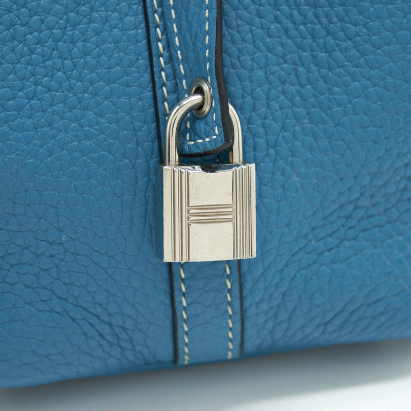 Hermes Picotin 18 Lock Bag Clemence Blue Jeans SHW Stamp Square P