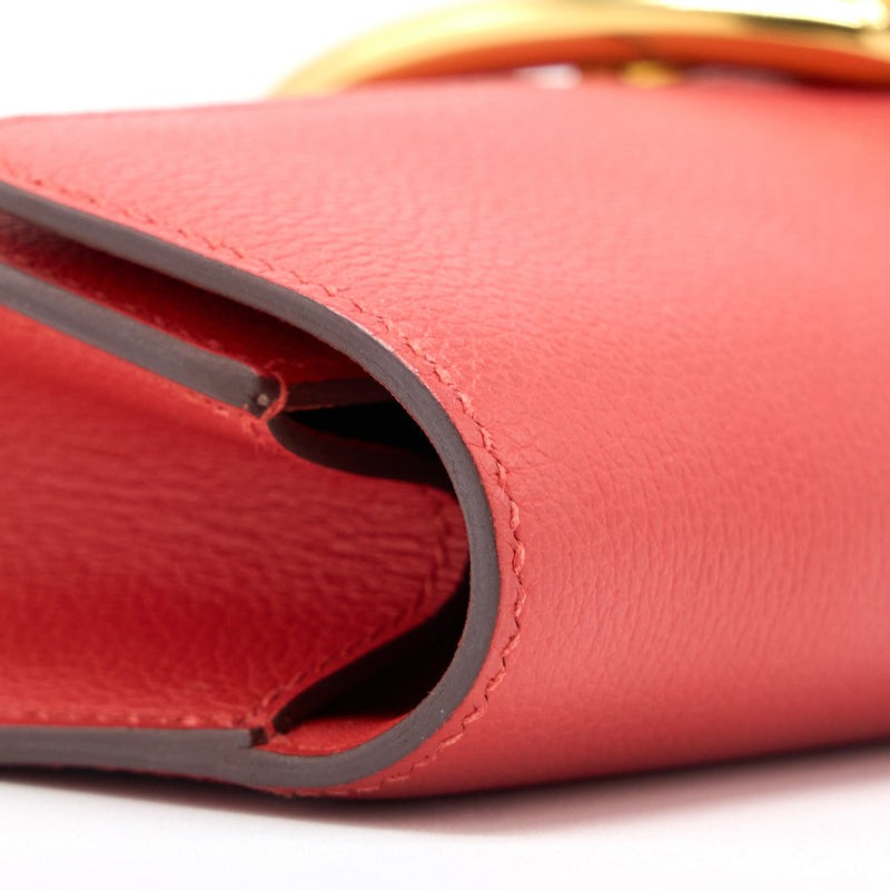 Hermes Egee Clutch Orange Red GHW Stamp X