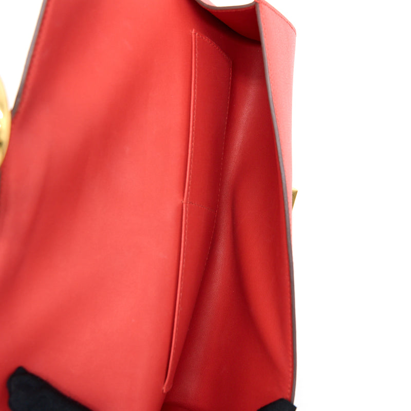 Hermes Egee Clutch Orange Red GHW Stamp X